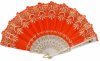 Decorative Folding Silk Hand Fan Orange with Flower Pattern 9.jpg